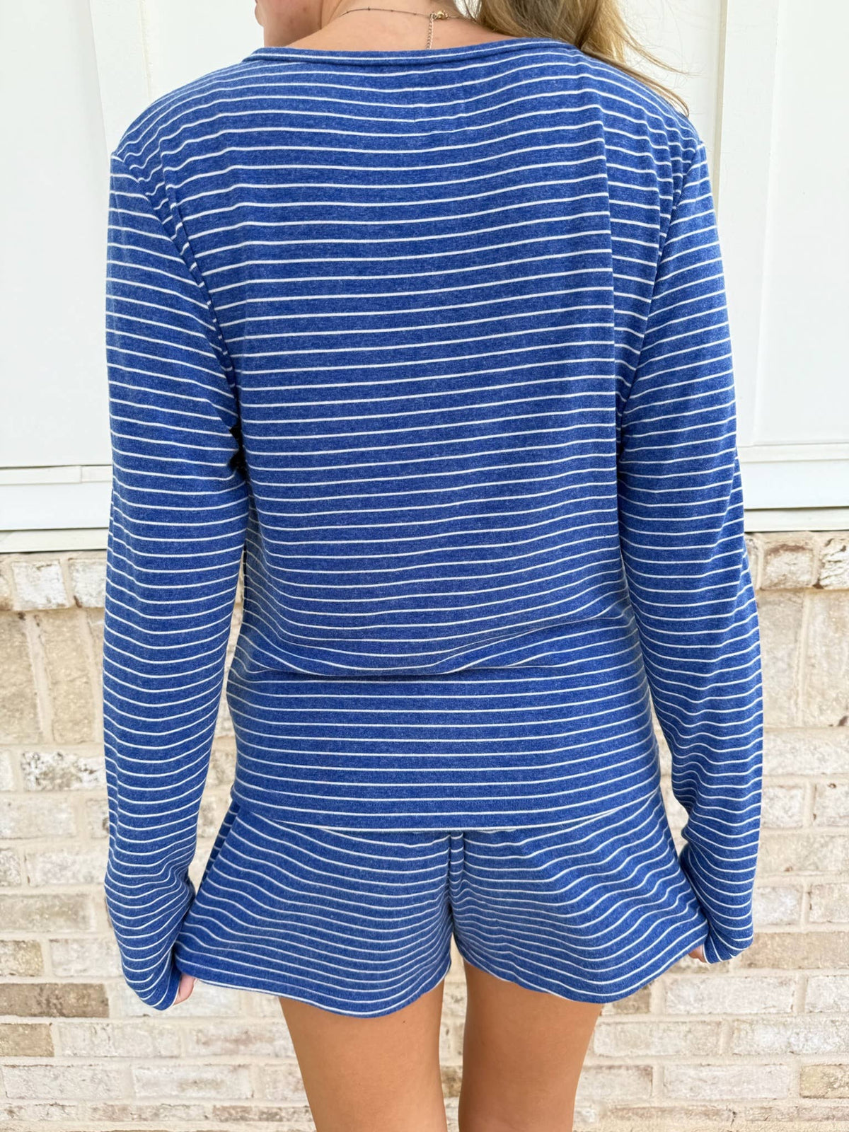 Striped Soft Button Loungewear Shorts