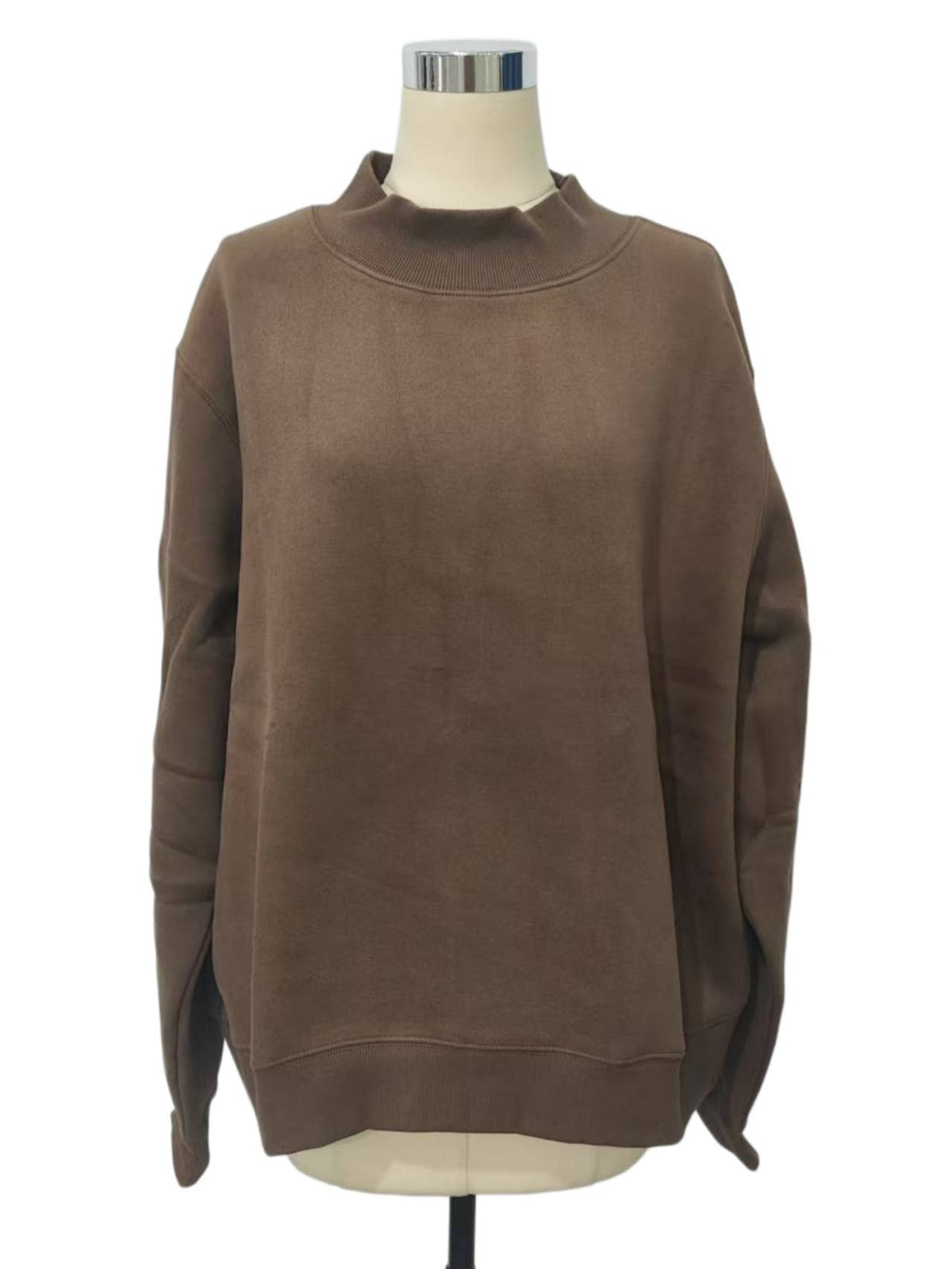 Chocolate Cozy Cotton Blend Fleece Mockneck