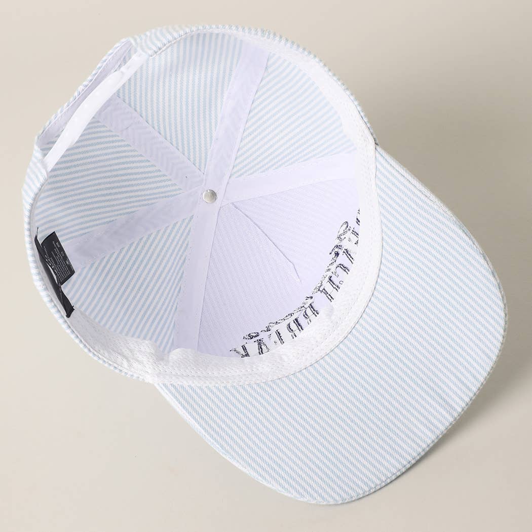 Mama Needs a Beach Break Embroidered Striped Hat