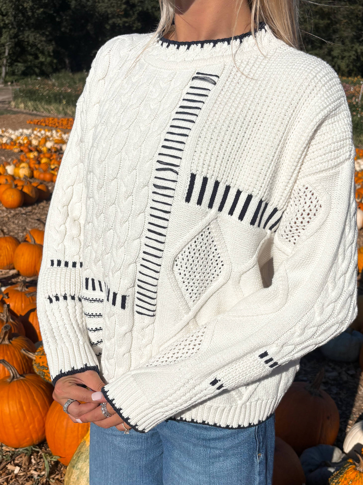 Navy Patchwork Sweater
