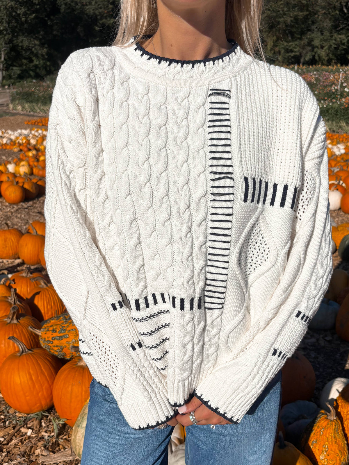 Navy Patchwork Sweater