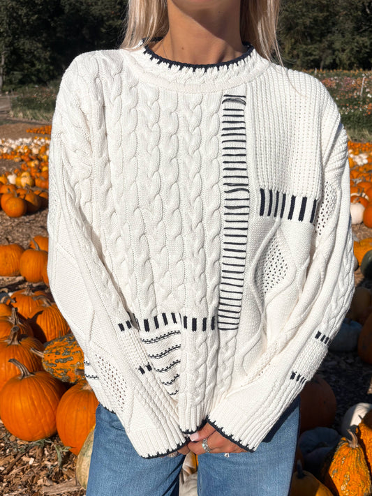 Navy Patchwork Sweater