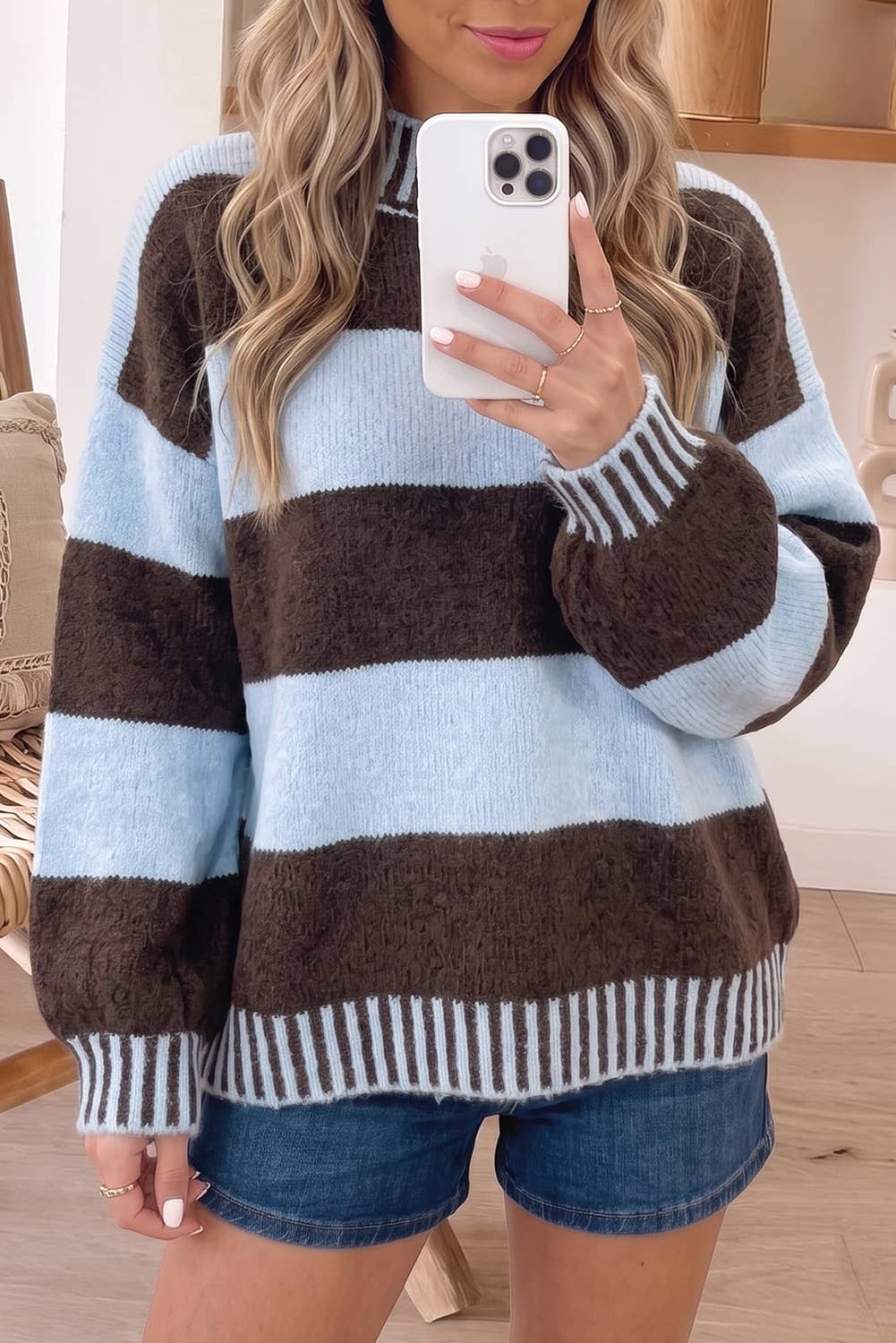 Drop Shoulder Relaxed Mock Neck Sweater