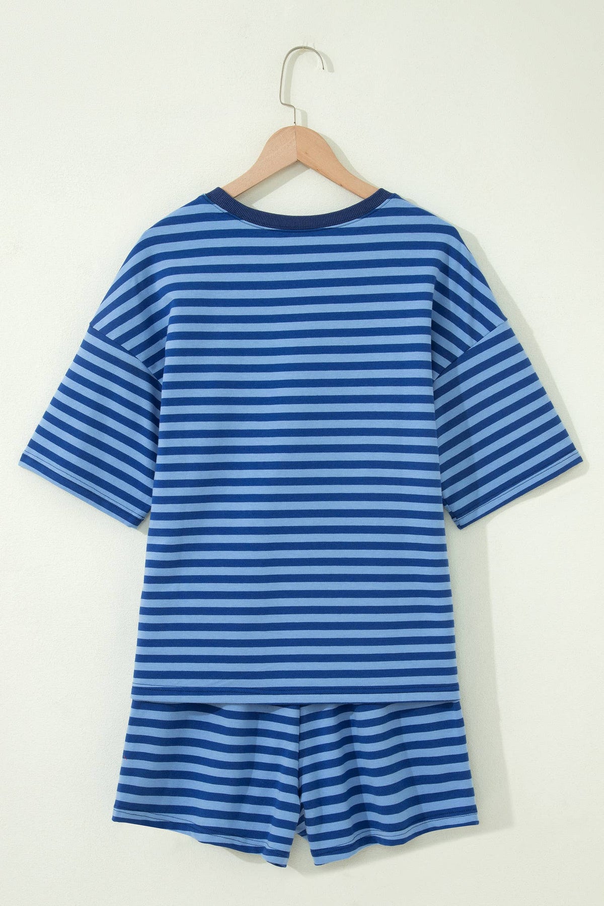 Striped Short Sleeve Top and Shorts Lounge Set