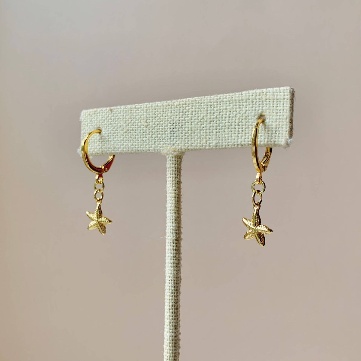 14k Gold Plated Starfish Huggie Hoops