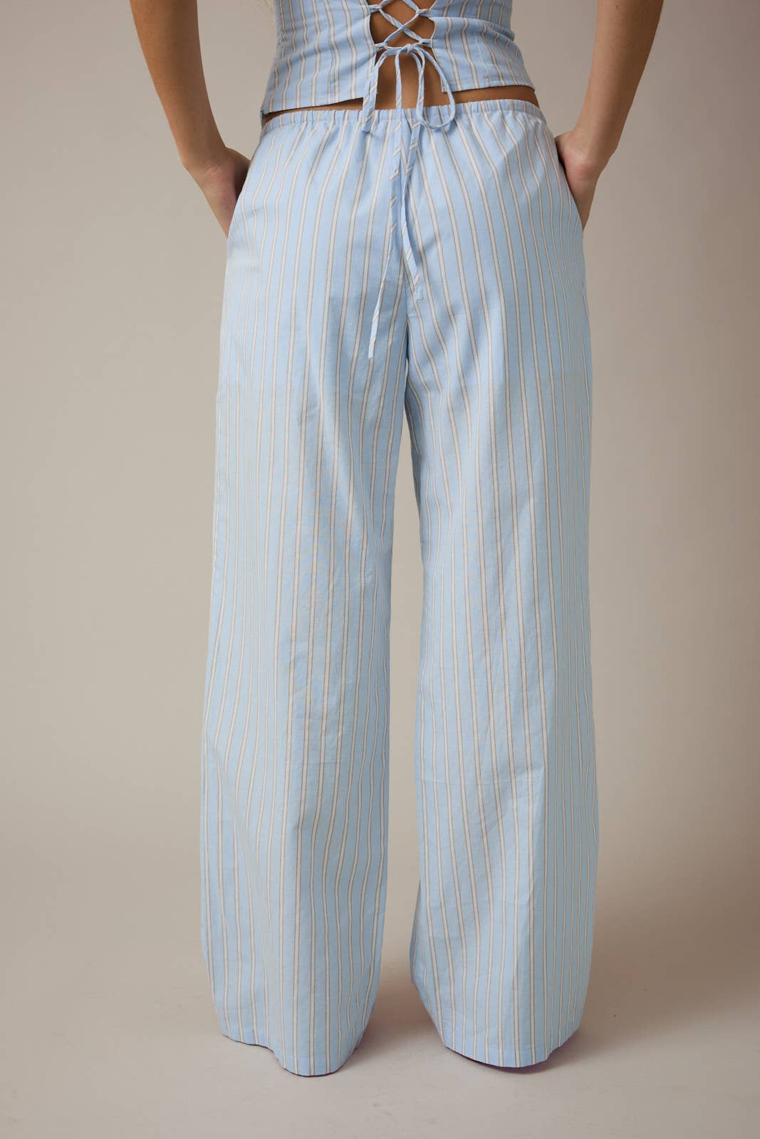 Low-Rise Wide Leg Blue Stripe Pants
