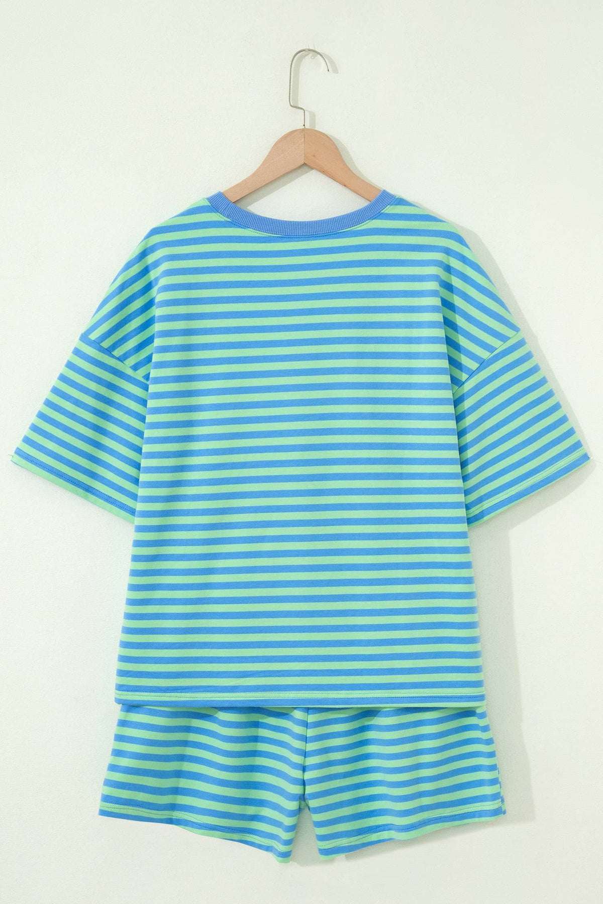 Striped Short Sleeve Top and Shorts Lounge Set