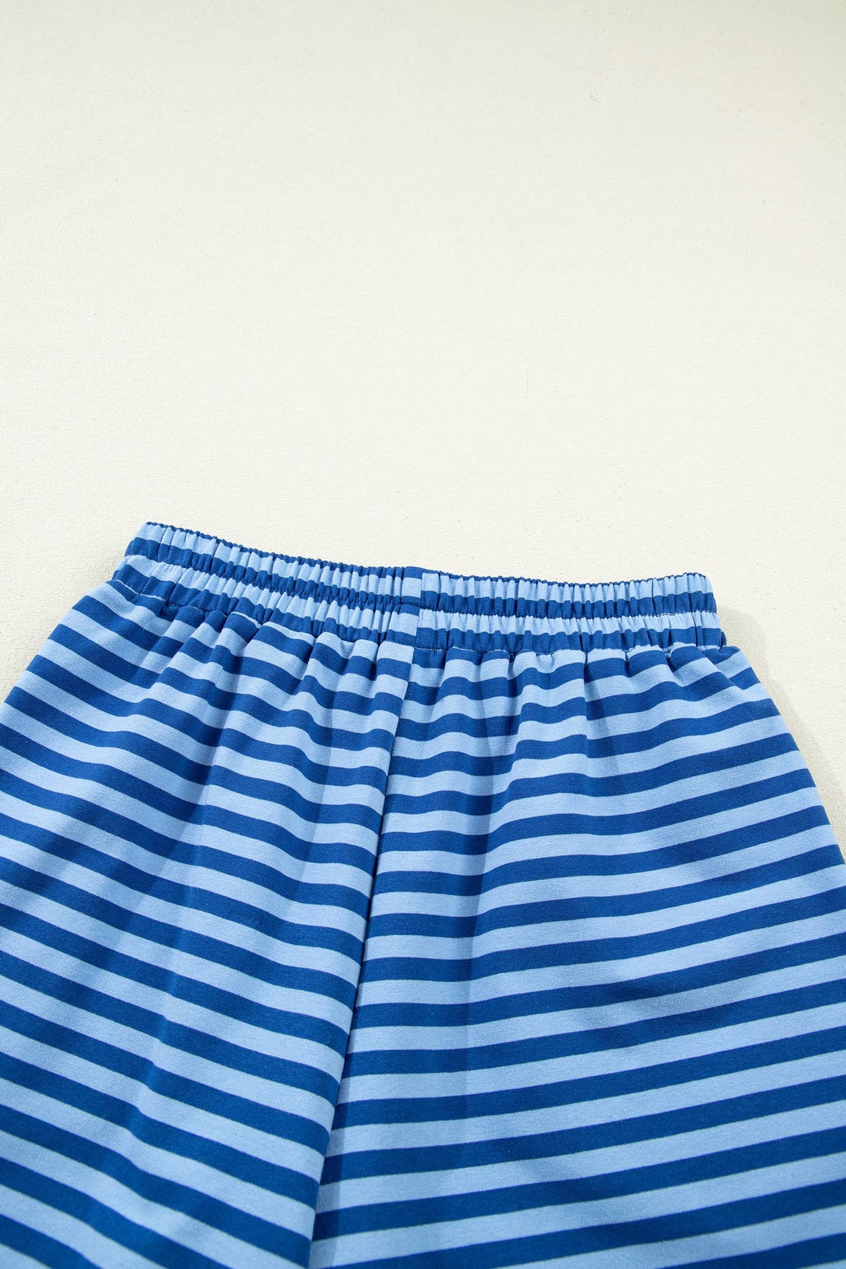 Striped Long Sleeve Top and Shorts Lounge Set: Blue