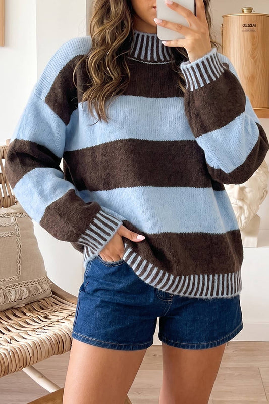 Drop Shoulder Relaxed Mock Neck Sweater