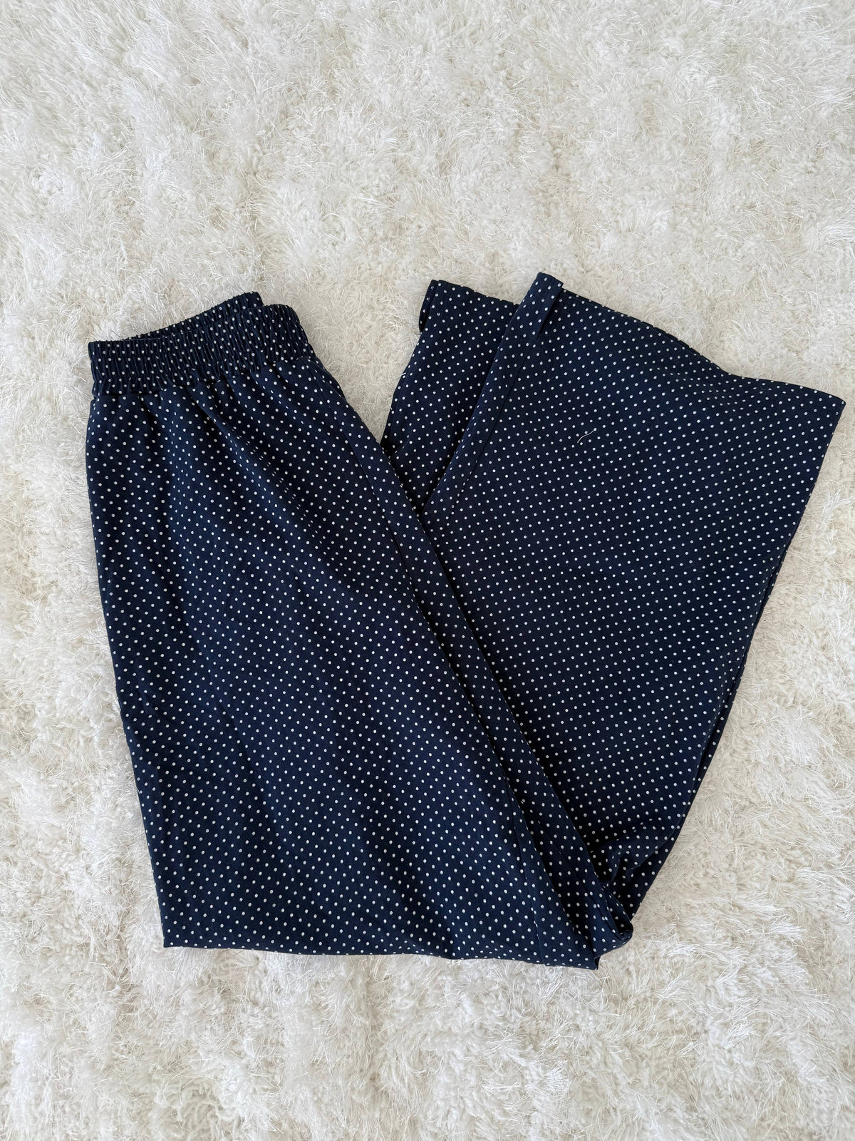 Navy Blue Polka Dot Loungewear Flare Pants