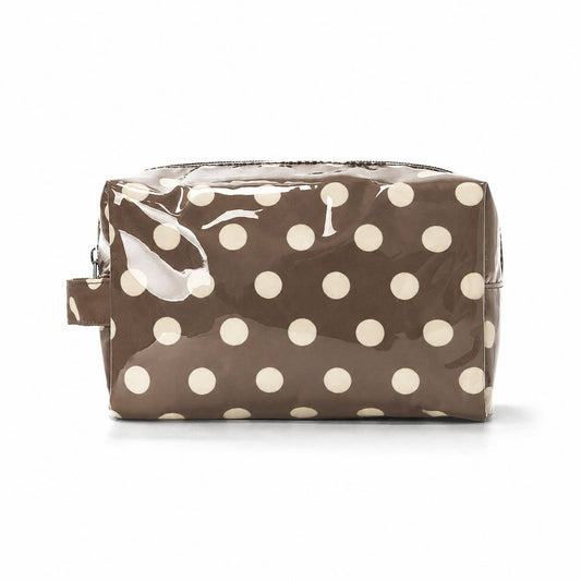 Brown Polka Dot Waterproof Cosmetic Pouch
