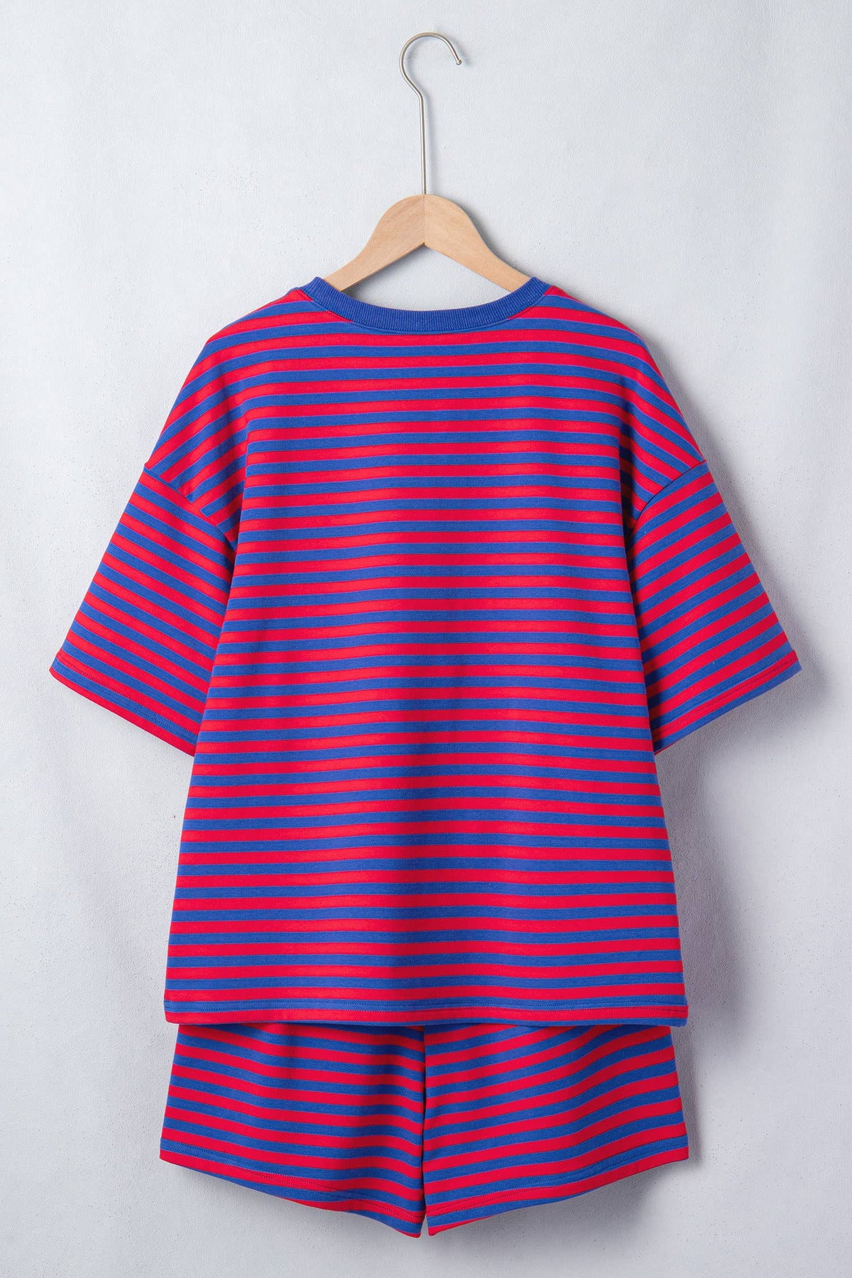 Striped Short Sleeve Top and Shorts Lounge Set