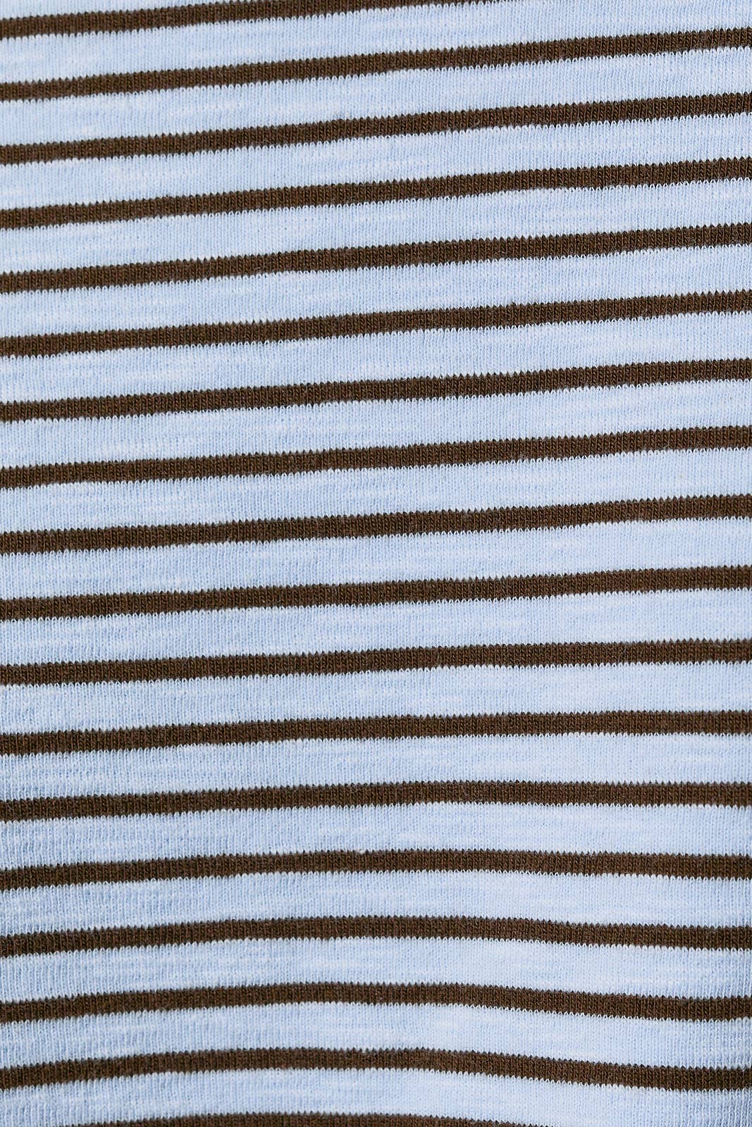 Blue + Brown Stripe Mock Neck Top
