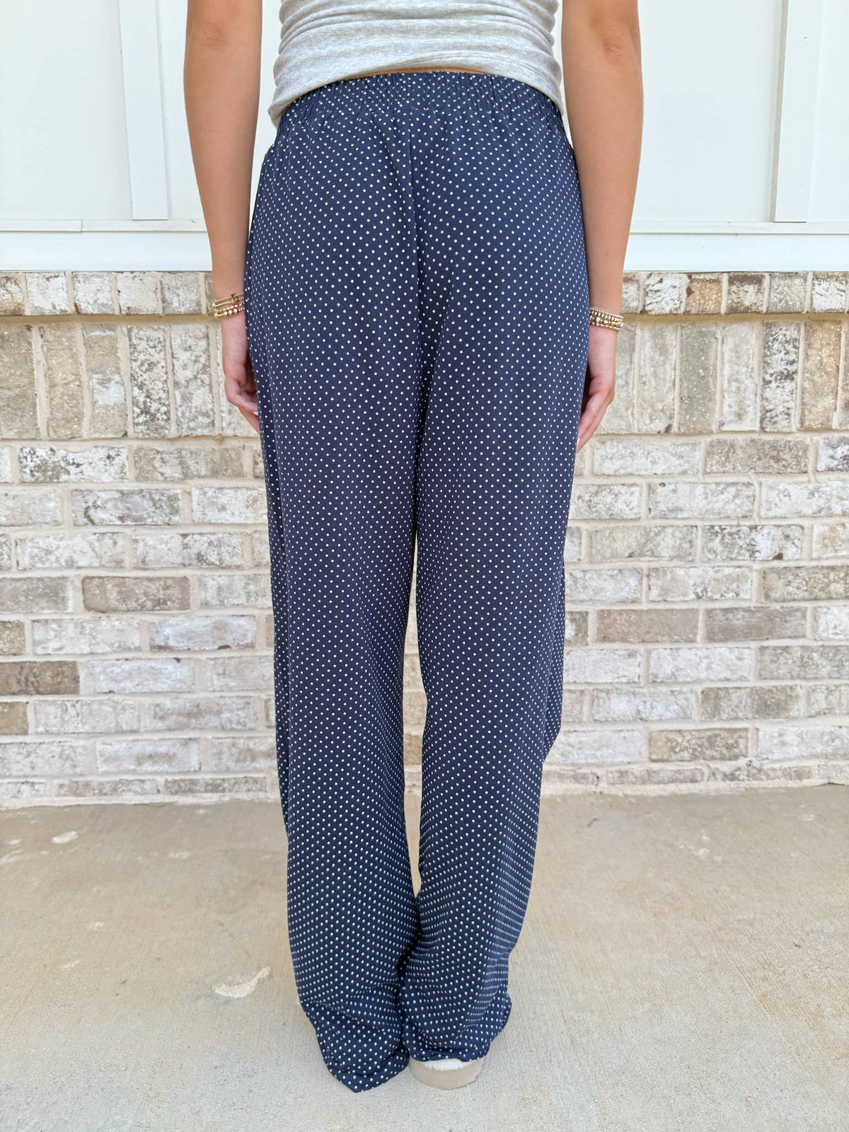 Navy Blue Polka Dot Loungewear Flare Pants