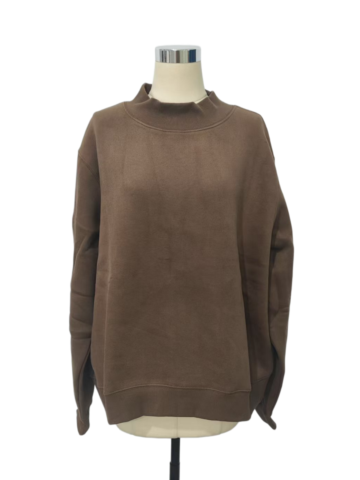 Chocolate Cozy Cotton Blend Fleece Mockneck