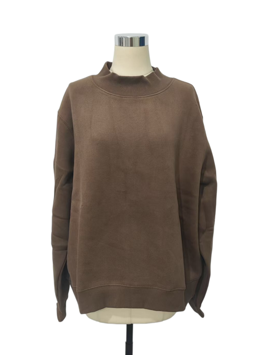 Chocolate Cozy Cotton Blend Fleece Mockneck