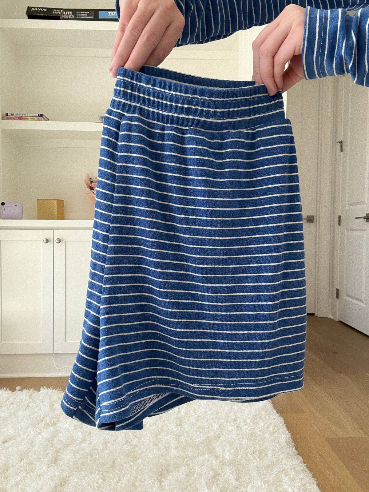 Striped Soft Button  Loungewear Shorts