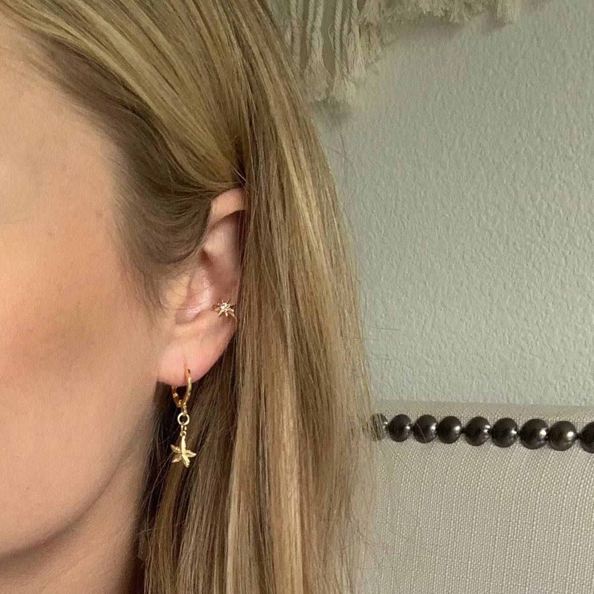 14k Gold Plated Starfish Huggie Hoops