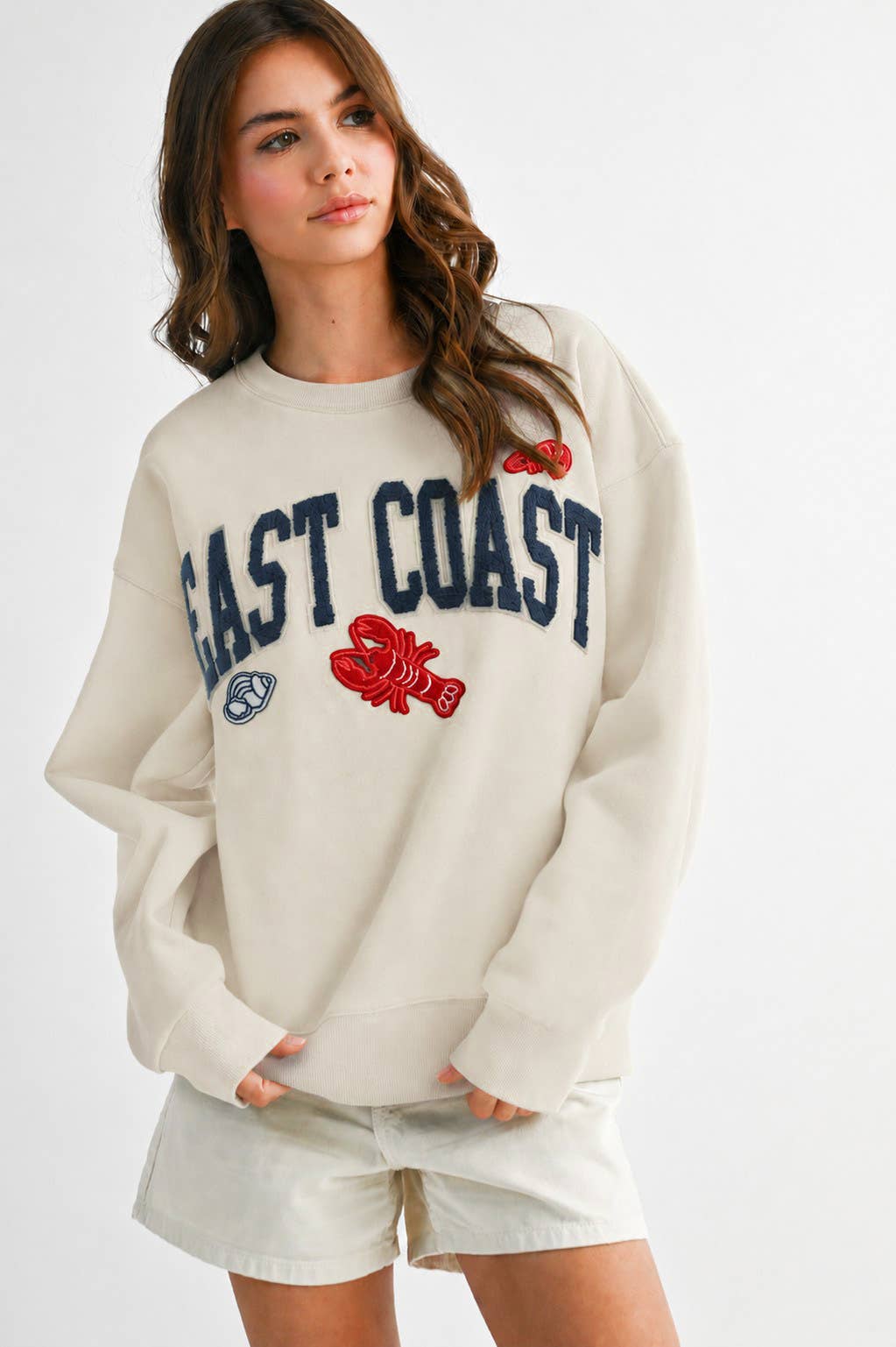 East Coast Lobster Graphic Fleece Pullover Pearl