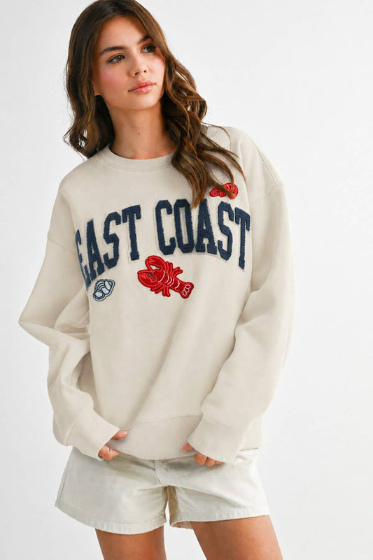 East Coast Lobster Graphic Fleece Pullover Pearl