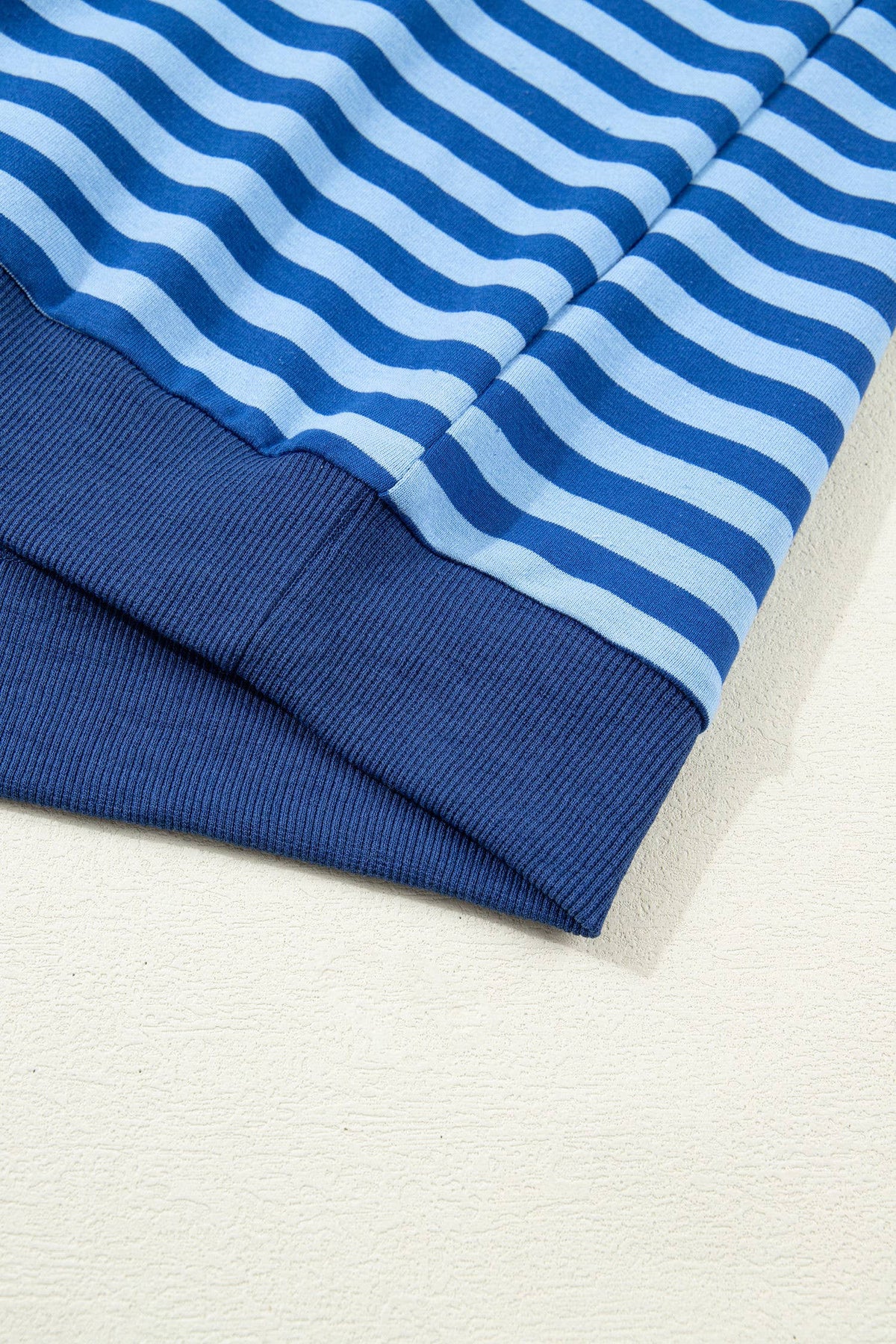 Striped Long Sleeve Top and Shorts Lounge Set: Blue