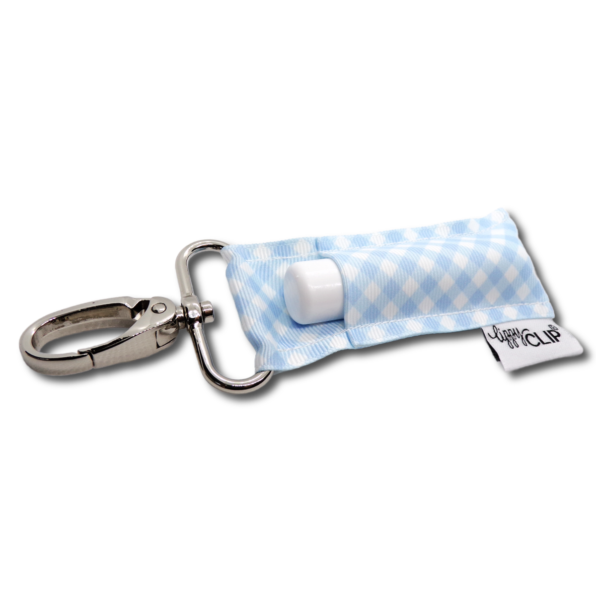 Light Blue and White Gingham LippyClip® Lip Balm Holder