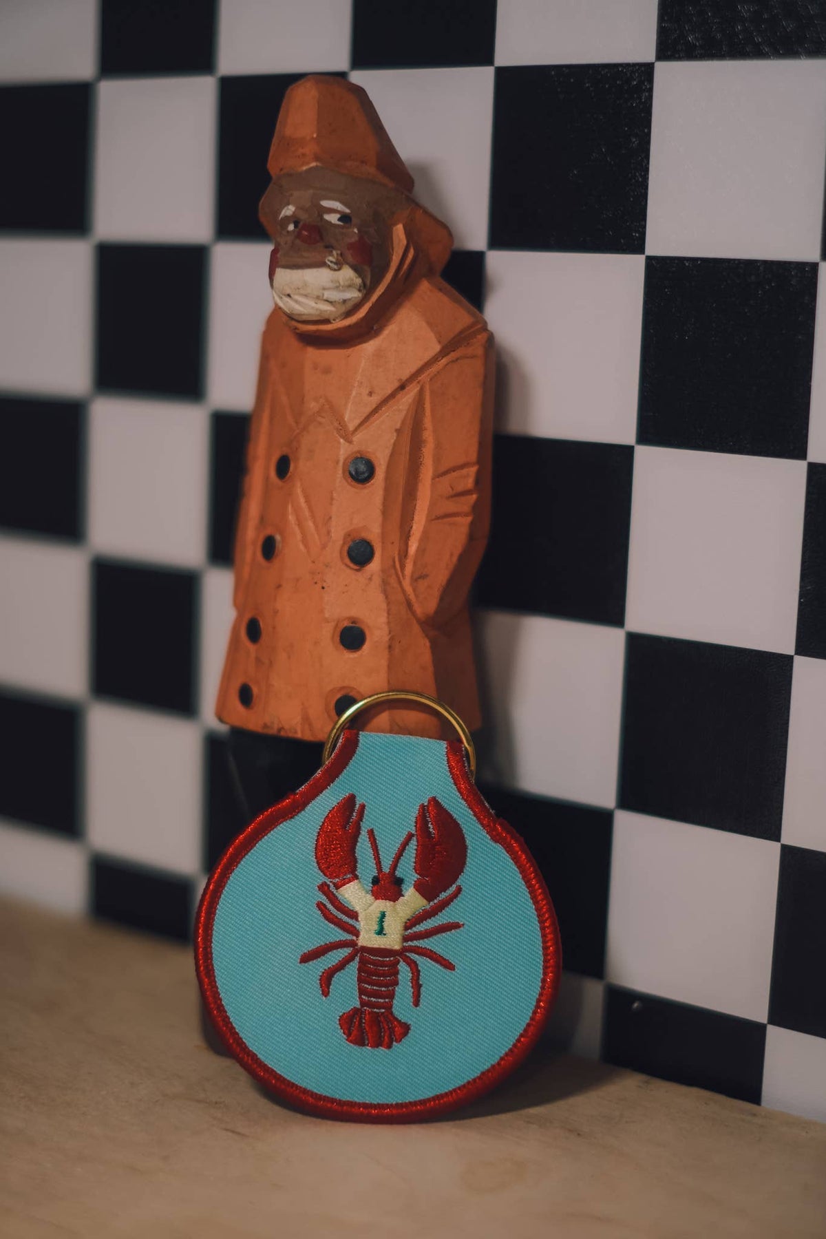 Embroidered Keychain | lobster in sweater
