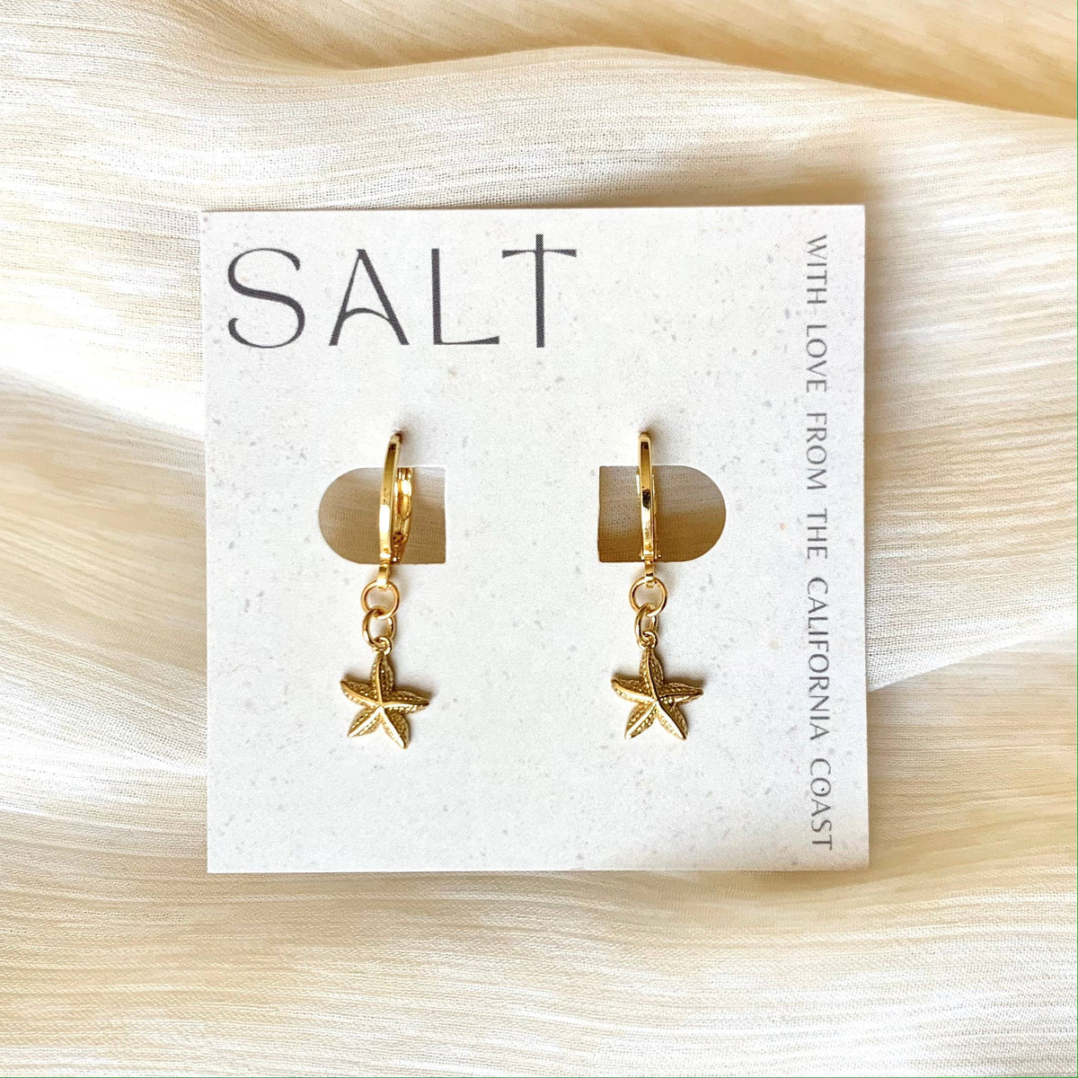 14k Gold Plated Starfish Huggie Hoops