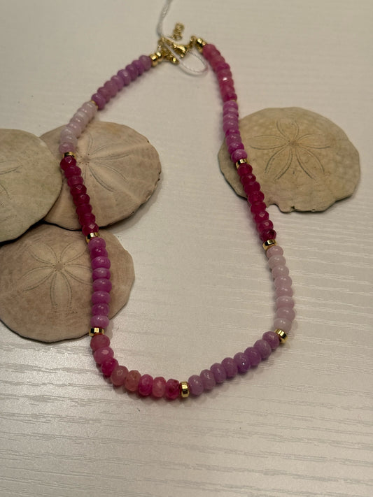 Gold-Plated Pink Beaded Necklace