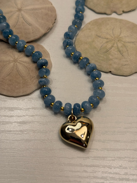 Beaded Heart Charm Necklace