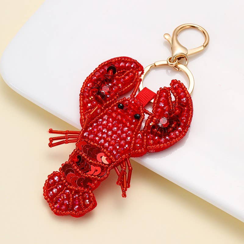 Lobster Beaded Keychain