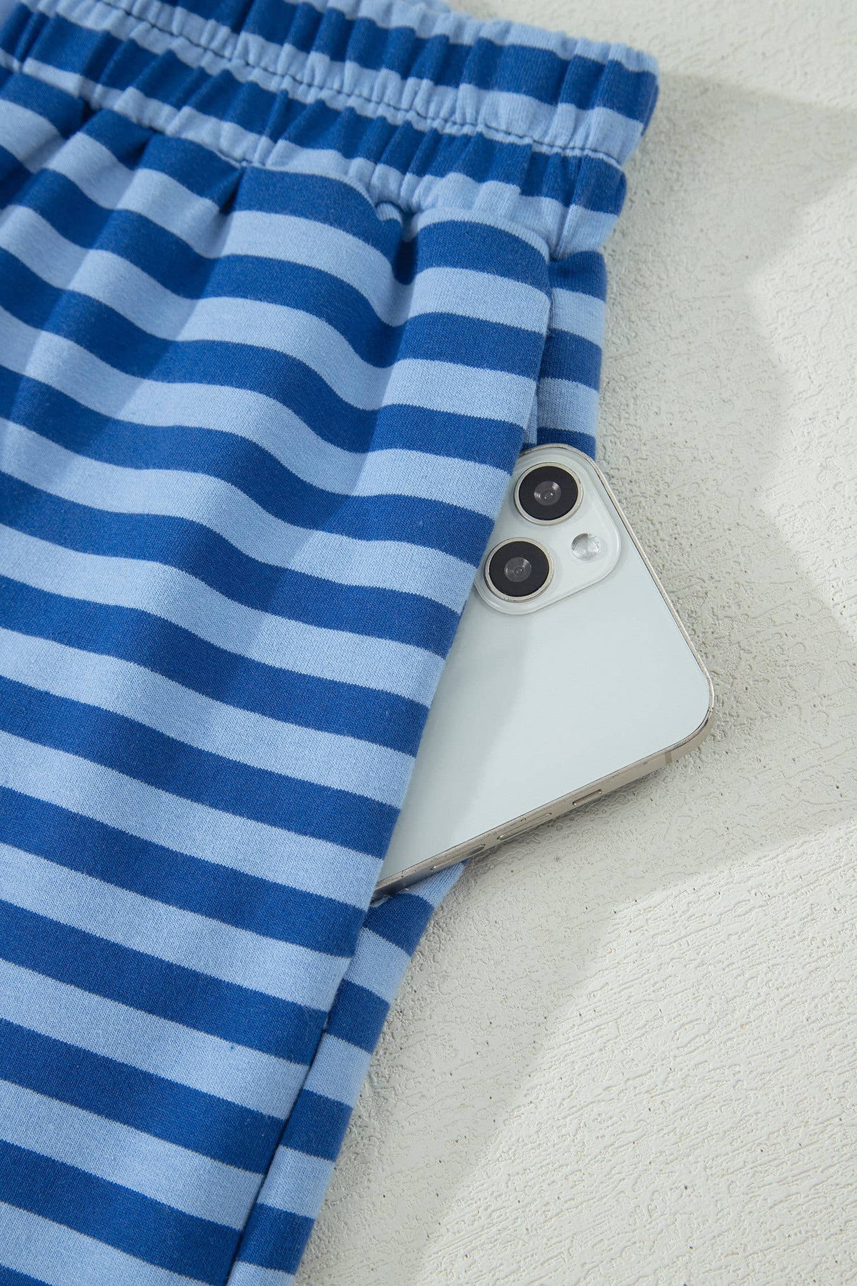 Striped Short Sleeve Top and Shorts Lounge Set