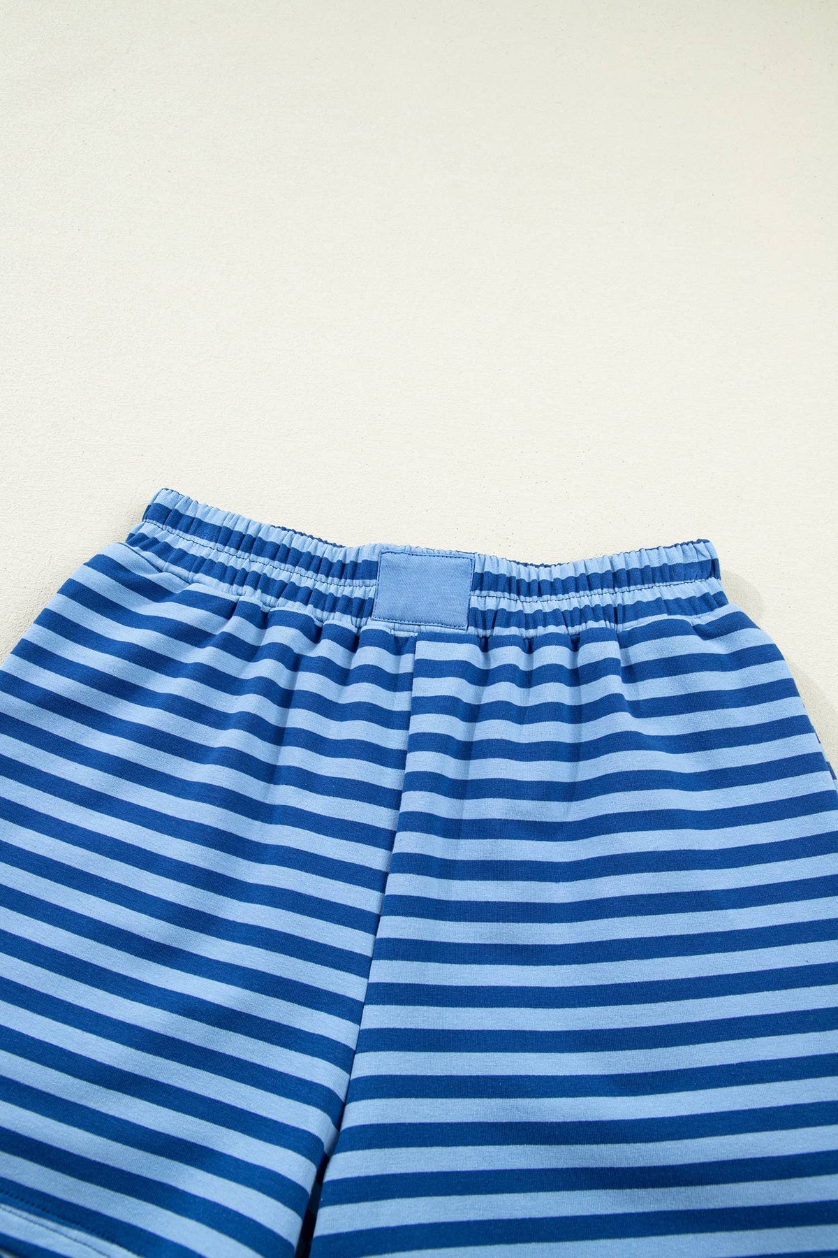 Striped Long Sleeve Top and Shorts Lounge Set: Blue