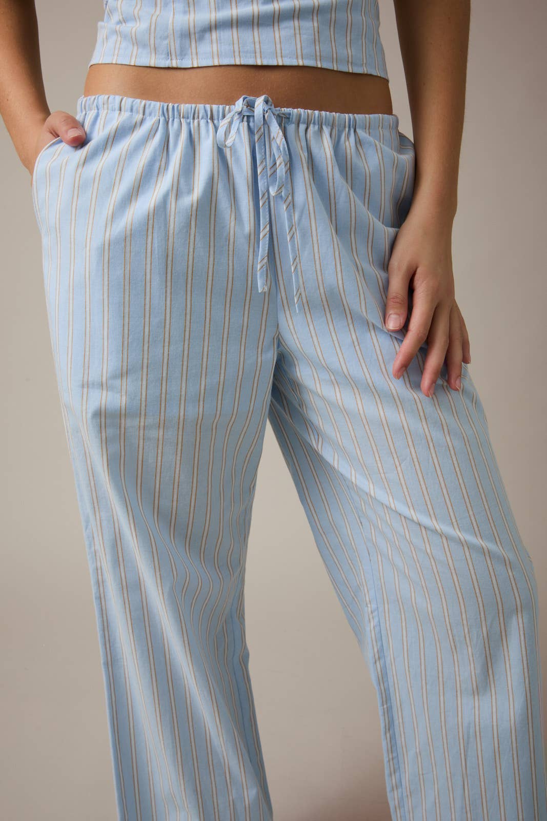 Low-Rise Wide Leg Blue Stripe Pants